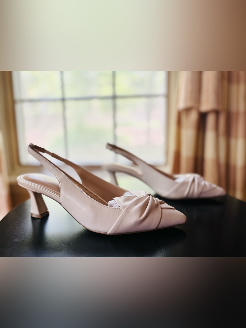 Charles By Charles David Cream Knot-Front Pointed Slingback Kitten Heels - Picture 3 of 13